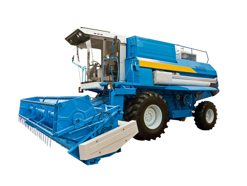 blue agricultural harvester